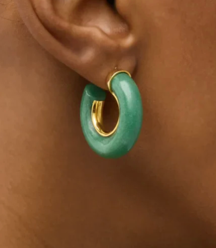 NEST Jewelry Aventurine Hoop Earrings