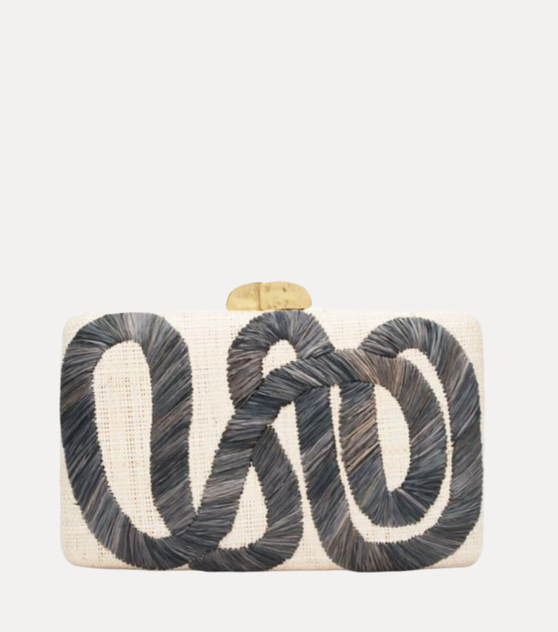 Kayu Kelsey Embroidered Straw Clutch